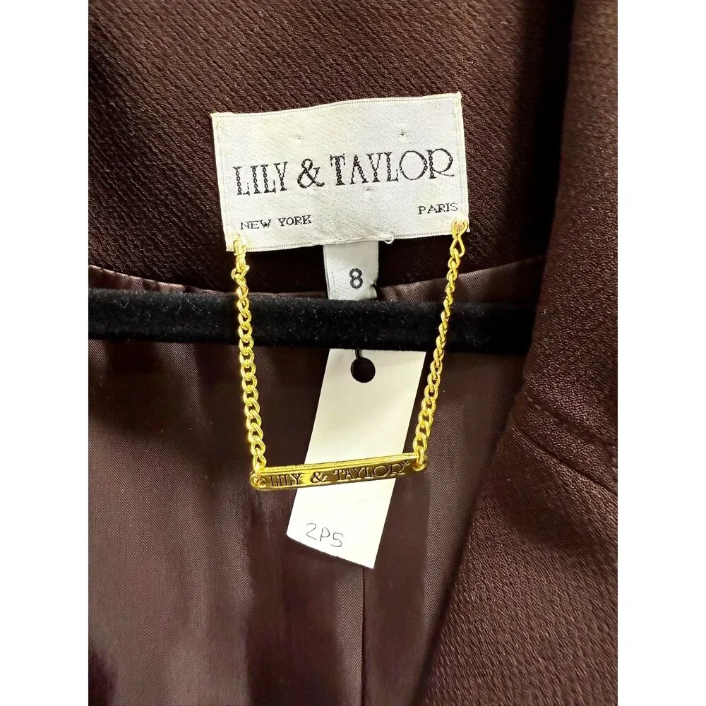Lily & Taylor Vintage Made in USA brown embellished skirt suit set - Picture 3 of 12